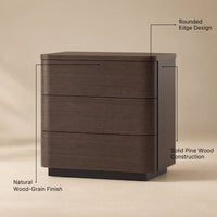 Orbis 3-Drawer Curved Dresser – Dark Walnut