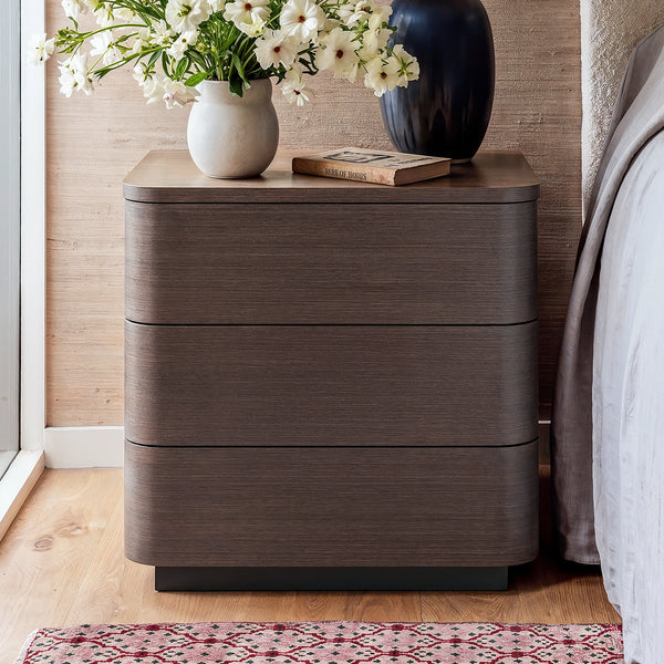 Orbis 3-Drawer Curved Dresser – Dark Walnut