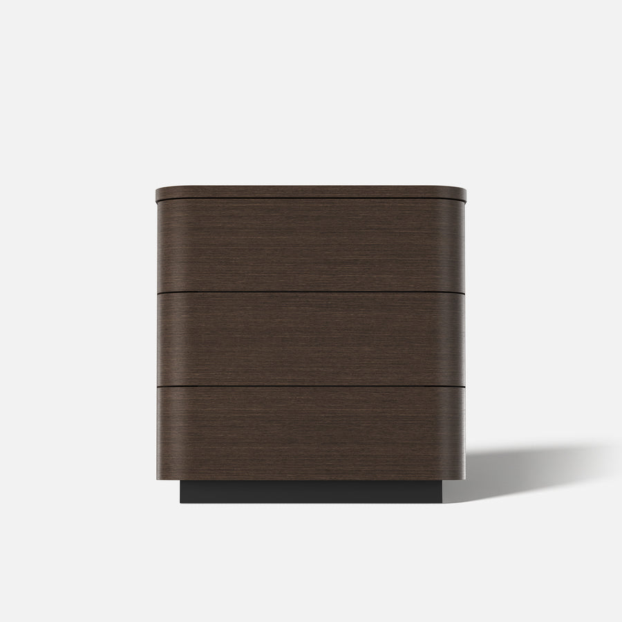 Orbis 3-Drawer Curved Dresser – Dark Walnut