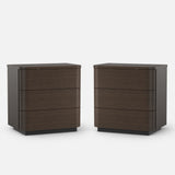 Orbis 3-Drawer Curved Nightstand Set of 2 – Dark Walnut