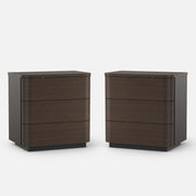 Orbis 3-Drawer Curved Nightstand Set of 2 – Dark Walnut