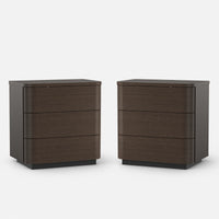 Orbis 3-Drawer Curved Nightstand Set of 2 – Dark Walnut