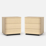 Orbis 3-Drawer Curved Nightstand Set of 2 – Natural Wood