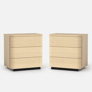 Orbis 3-Drawer Curved Nightstand Set of 2 – Natural Wood