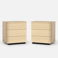 Orbis 3-Drawer Curved Nightstand Set of 2 – Natural Wood