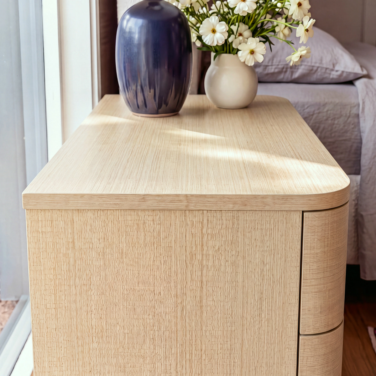 Orbis 3-Drawer Curved Dresser – Natural Wood