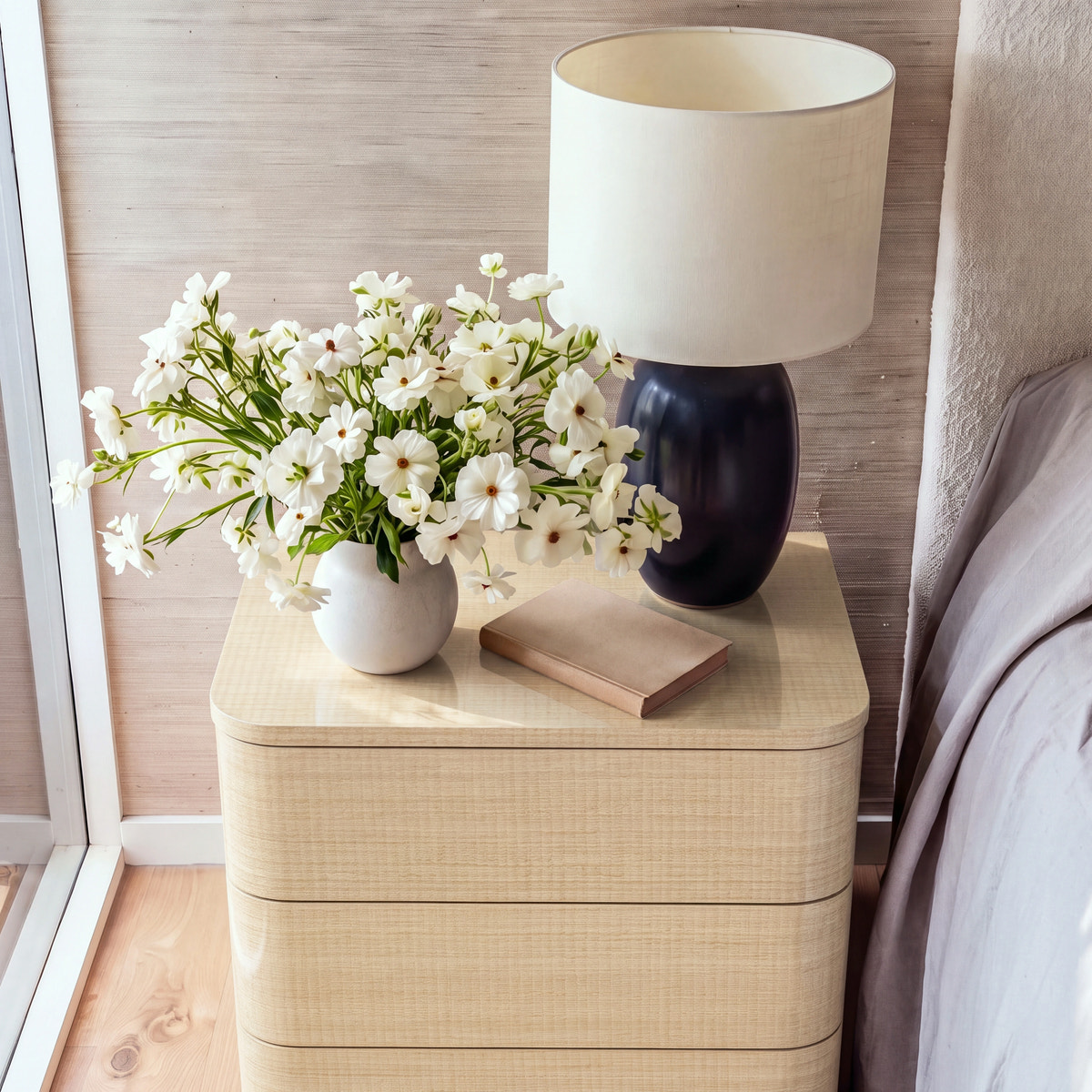Orbis 3-Drawer Curved Dresser – Natural Wood