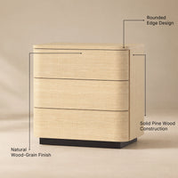 Orbis 3-Drawer Curved Dresser – Natural Wood