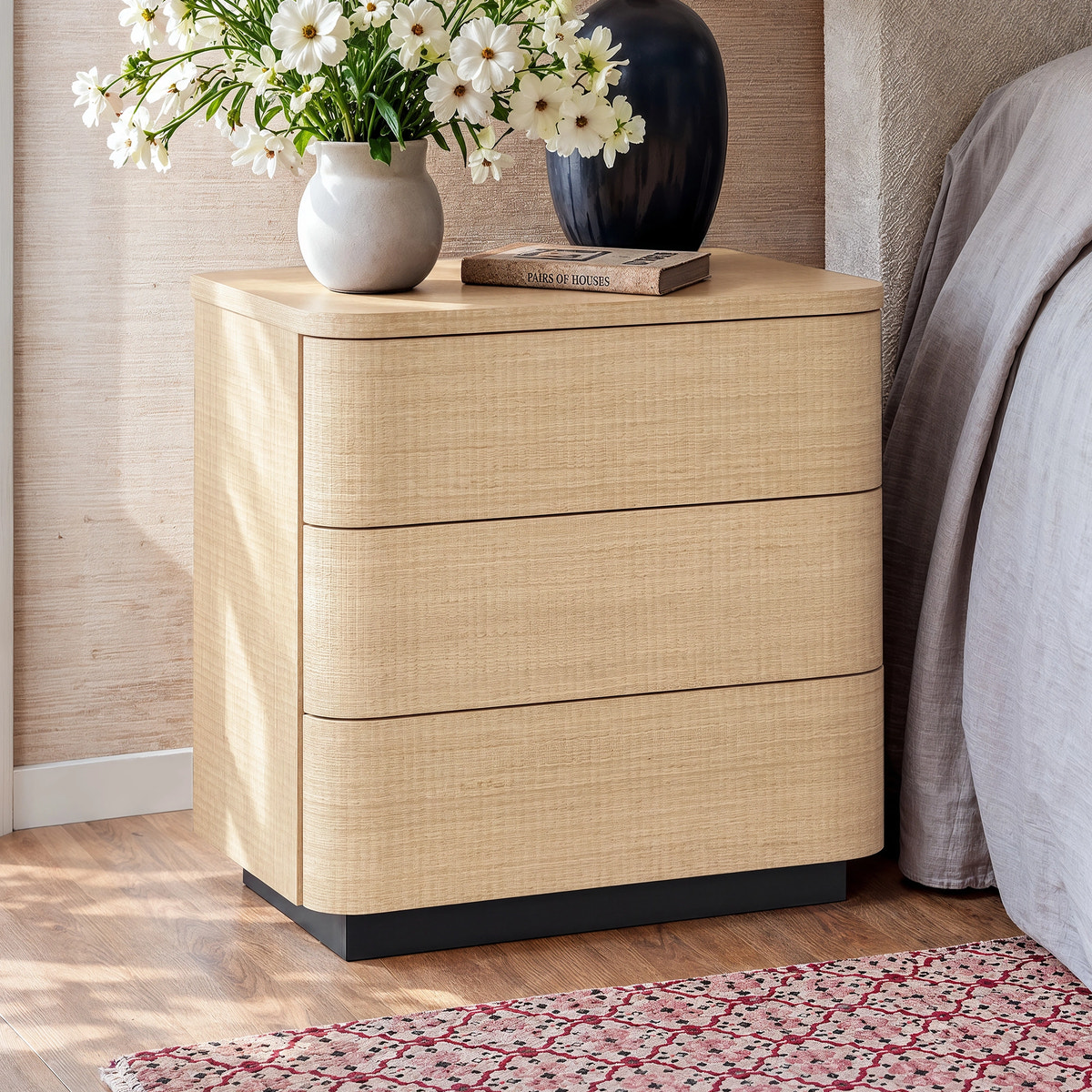 Orbis 3-Drawer Curved Dresser – Natural Wood
