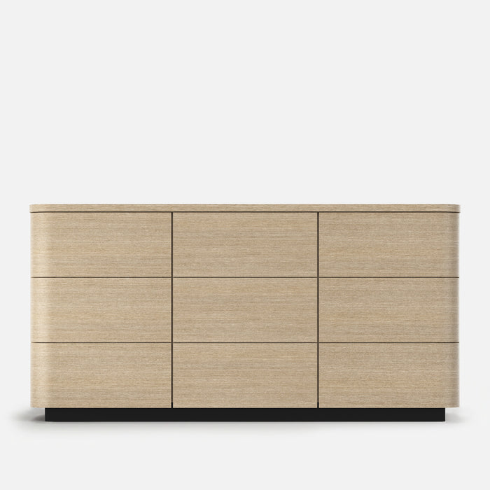 Orbis 9-Drawer Curved Dresser – Oak