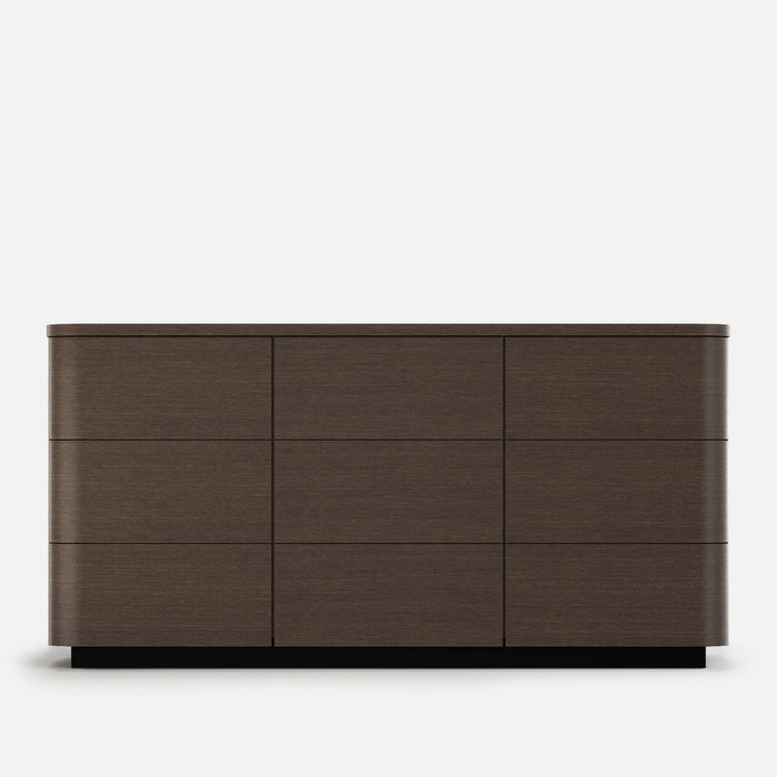 Orbis 9-Drawer Curved Dresser – Black Walnut