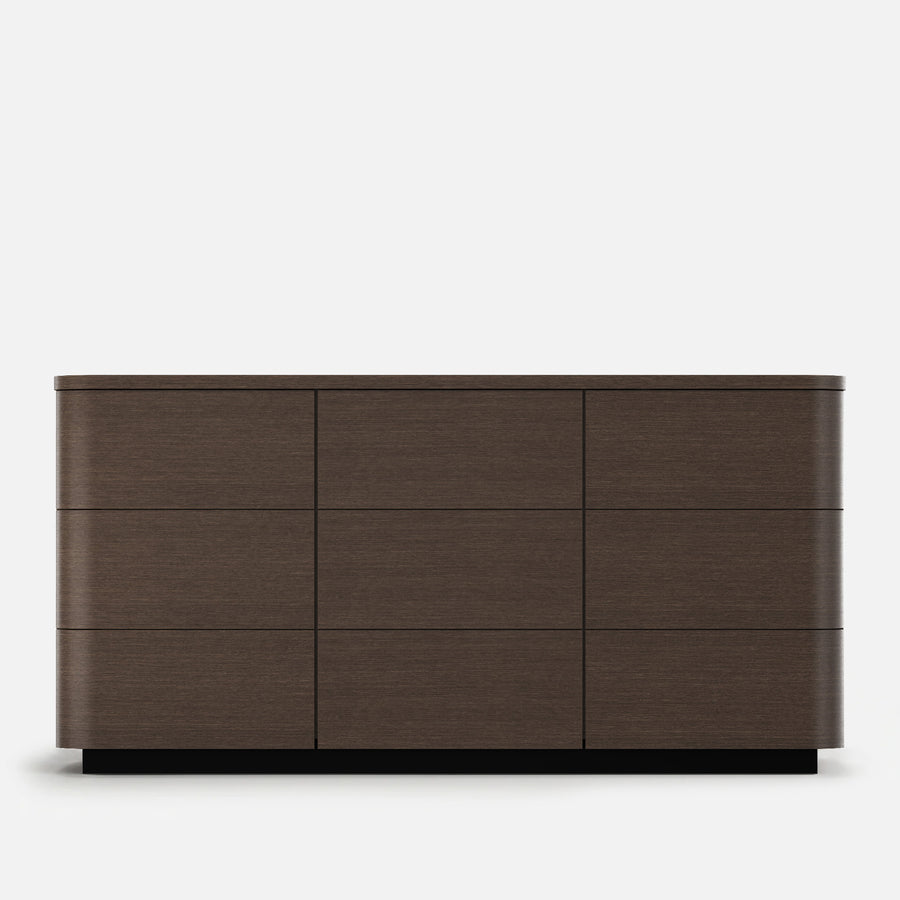 Orbis 9-Drawer Curved Dresser – Black Walnut