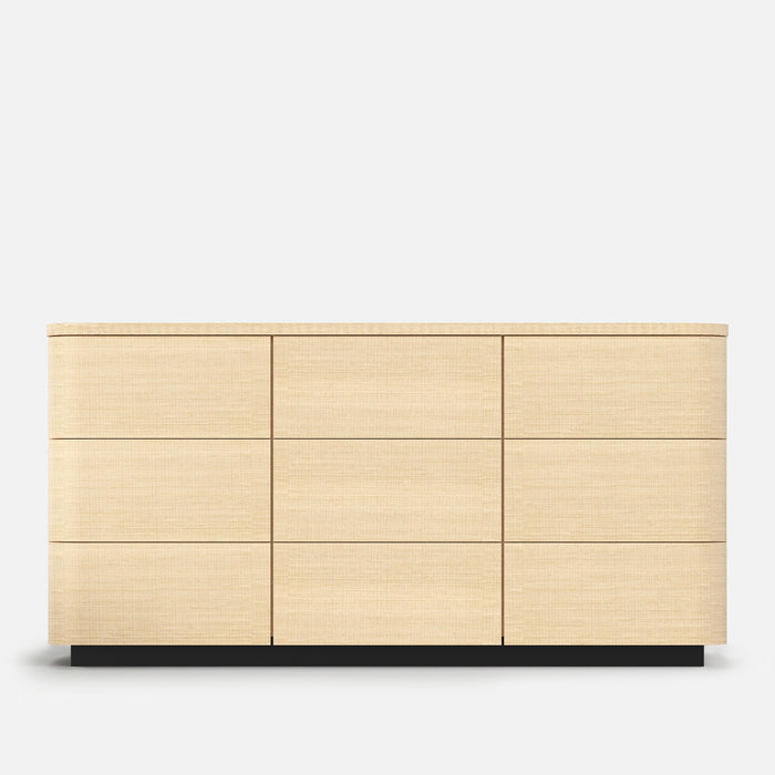 Orbis 9-Drawer Curved Dresser – Natural Wood