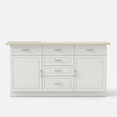 Modern Kitchen Island with Built-In Power Outlet and Dual-Level Tabletop