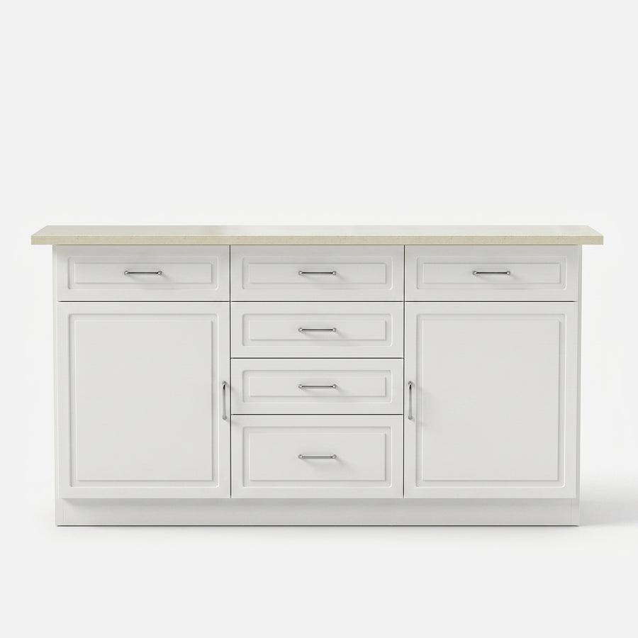 Modern Kitchen Island with Built-In Power Outlet and Dual-Level Tabletop