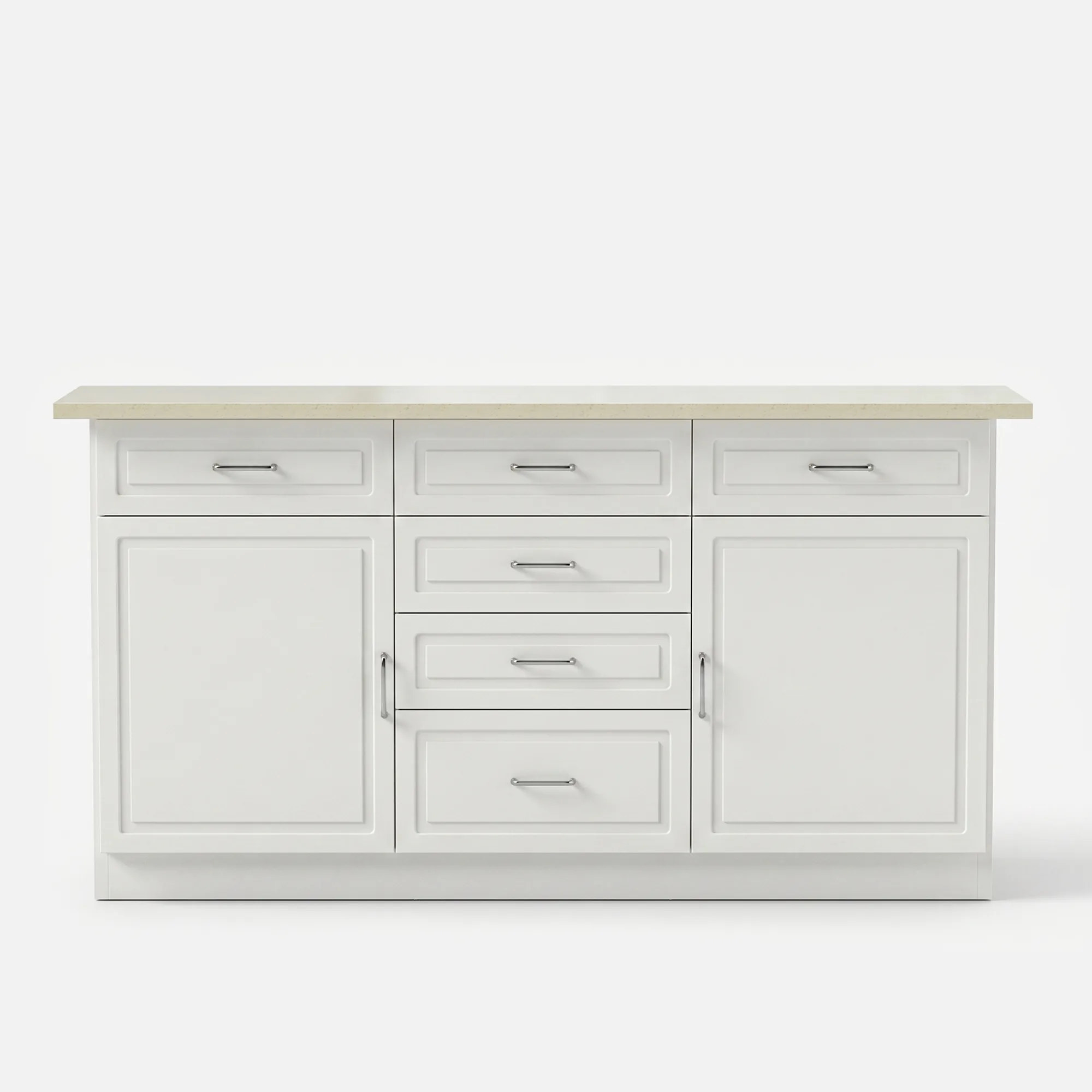 Modern Kitchen Island with Built-In Power Outlet and Dual-Level Tabletop
