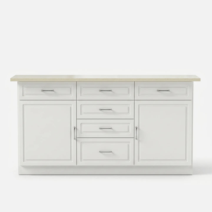 Modern Kitchen Island with Built-In Power Outlet and Dual-Level Tabletop