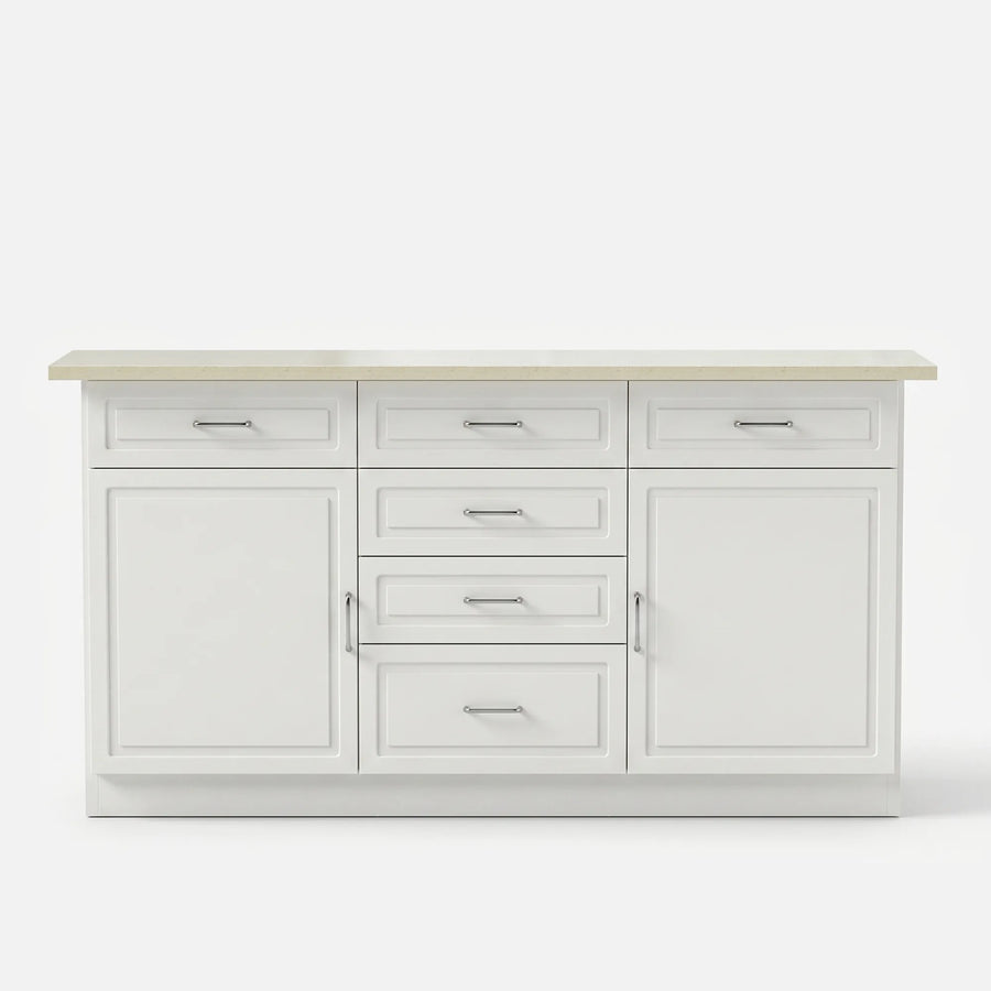 Modern Kitchen Island with Built-In Power Outlet and Dual-Level Tabletop