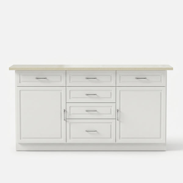 Modern Kitchen Island with Built-In Power Outlet and Dual-Level Tabletop