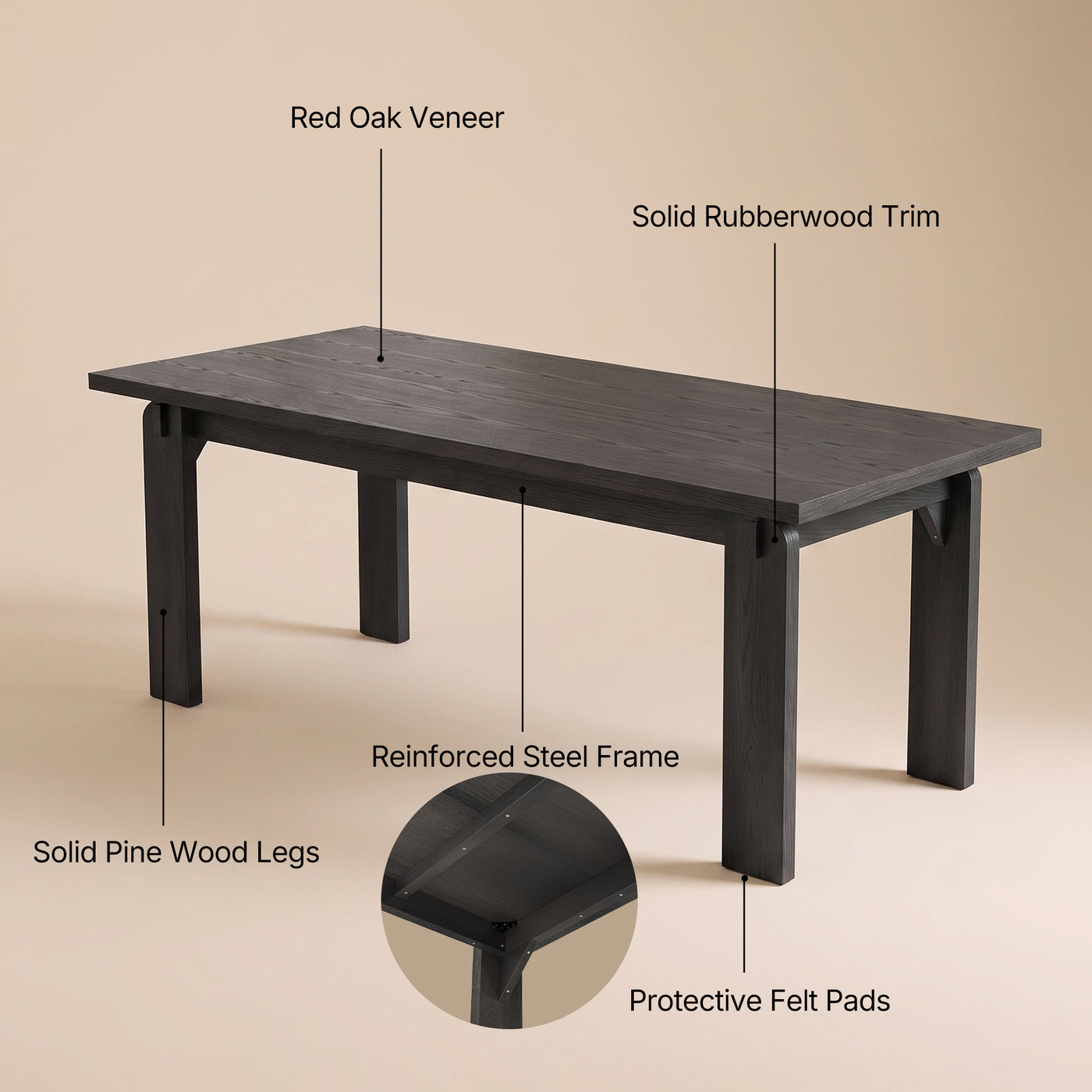 Black Walnut Solid Wood Dining Table