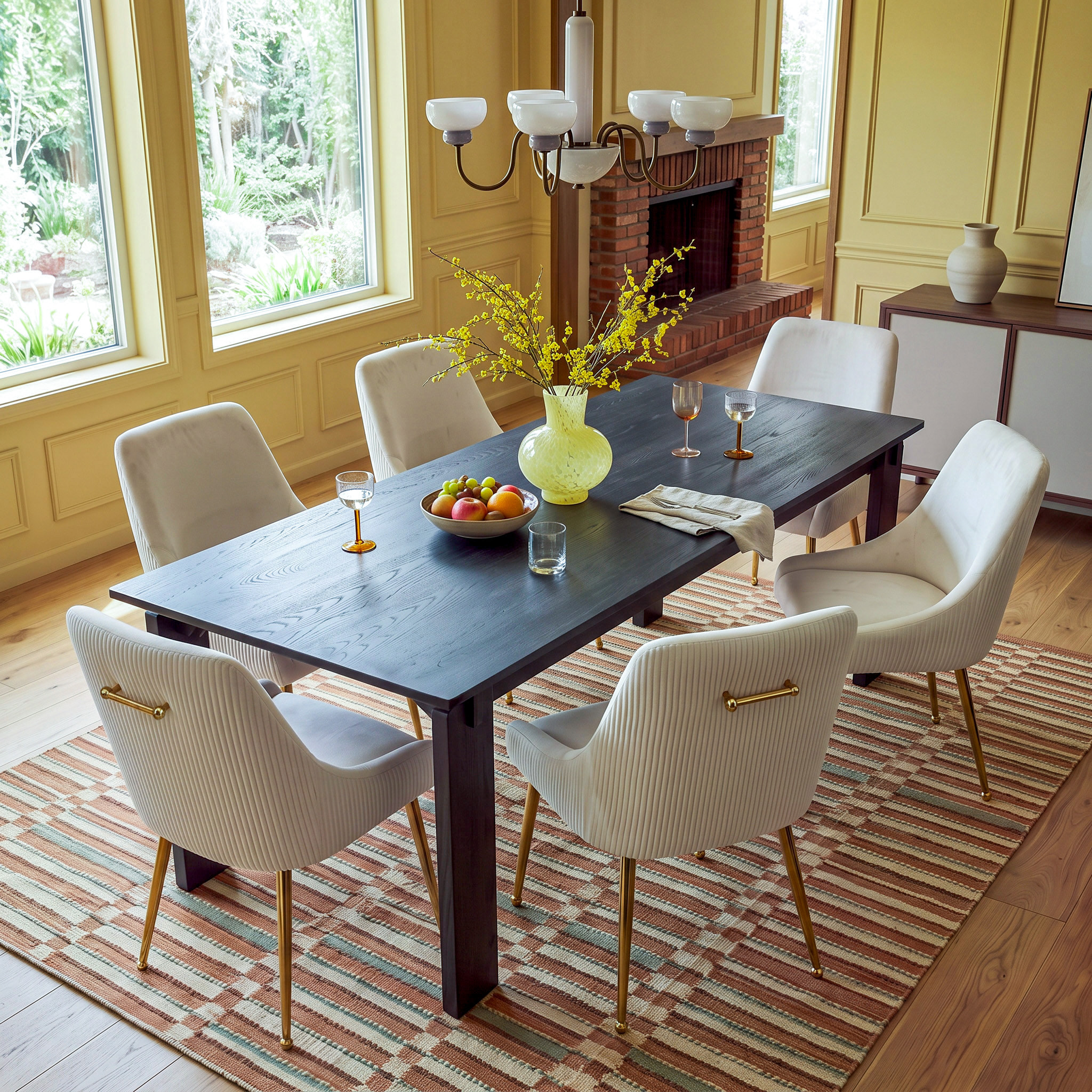 7-Piece Black Walnut Dining Set for 6