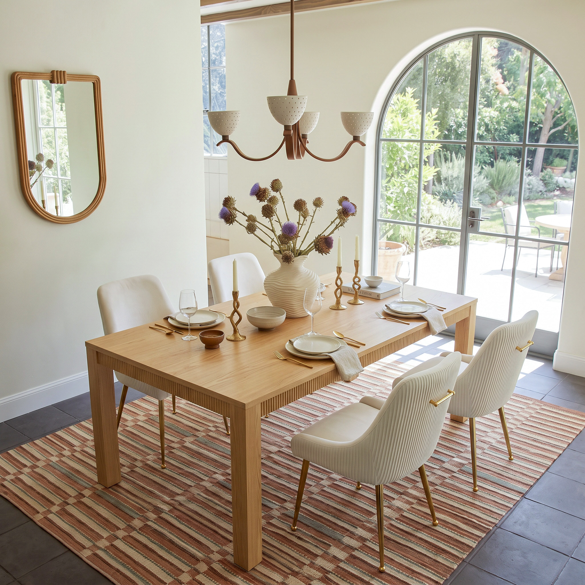 Wave Edge Dining Table Set for 4