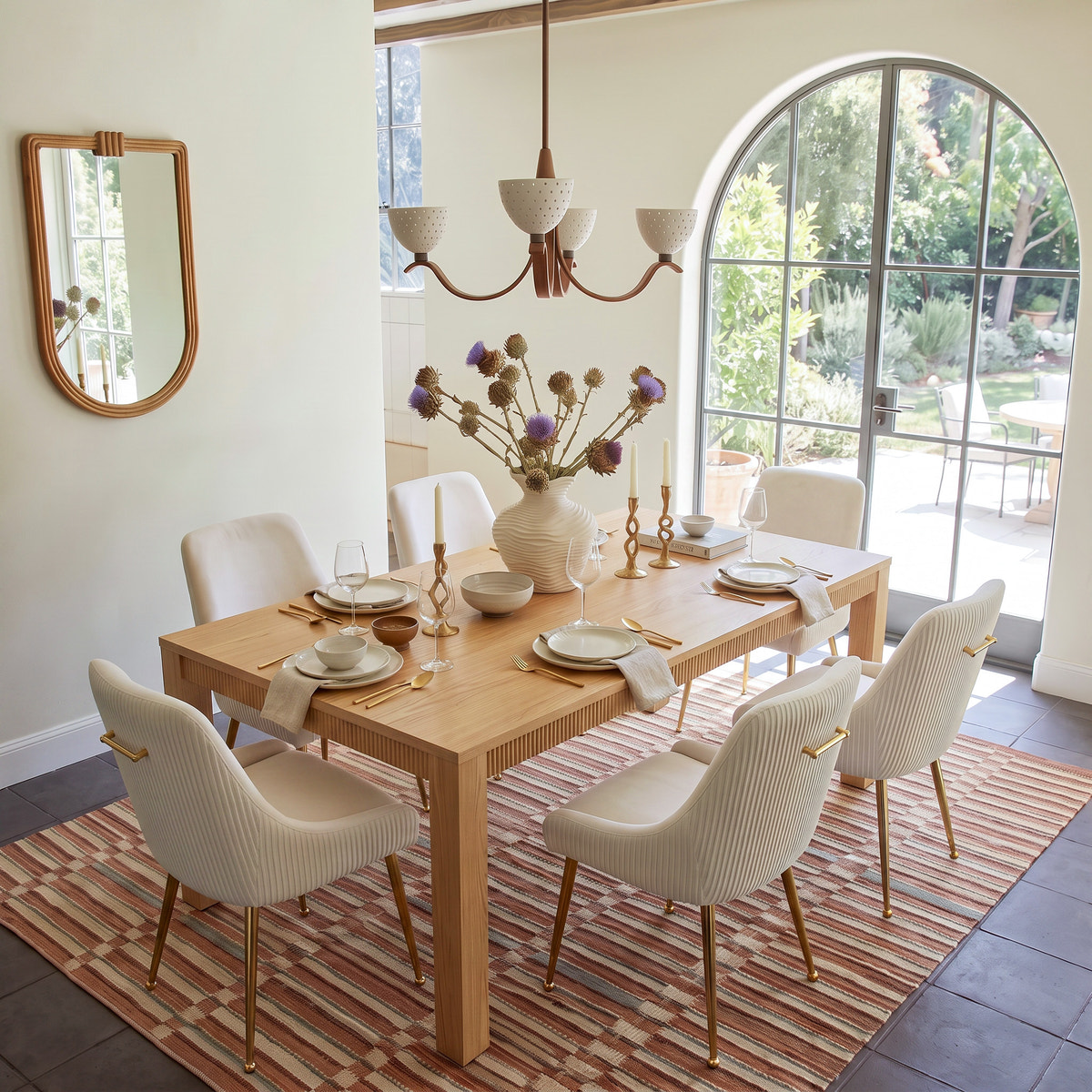 Wave Edge Dining Table Set for 6