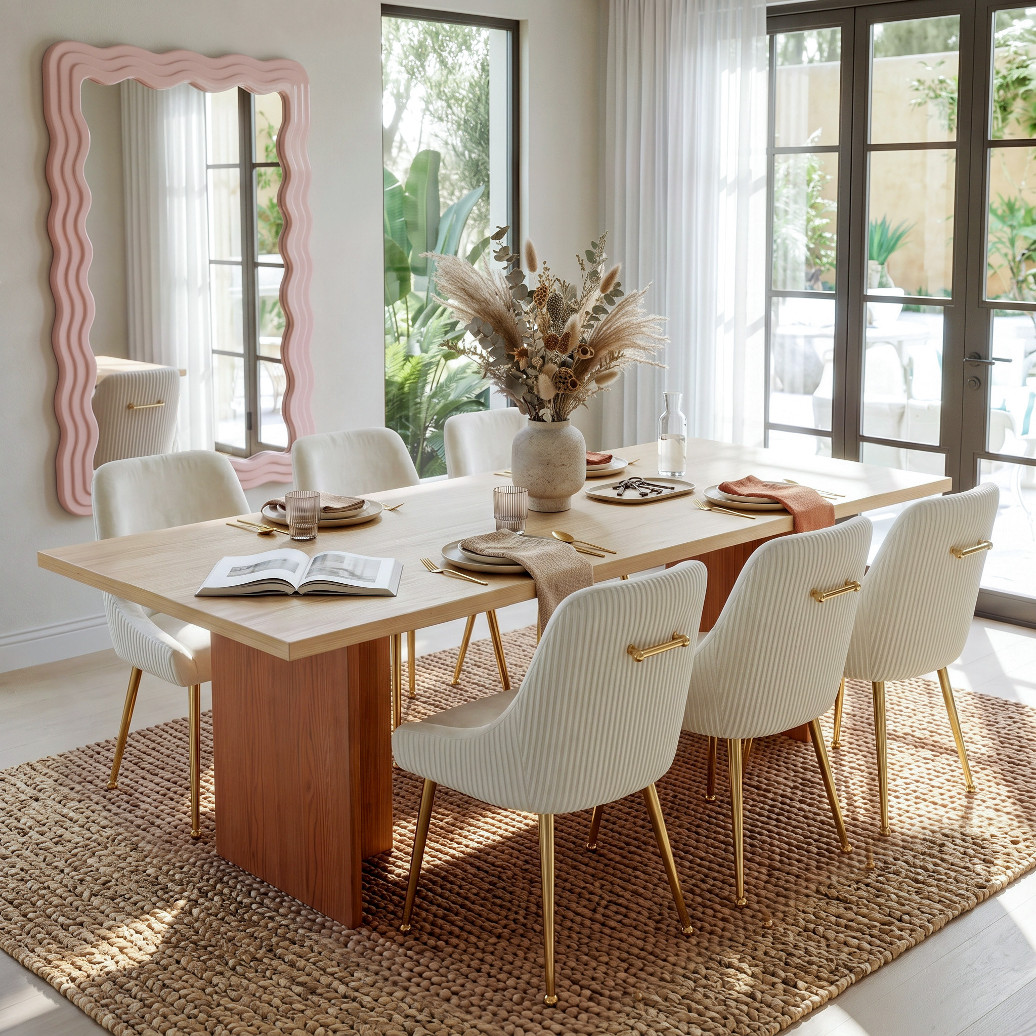 Two-Tone Dining Table Set for 6