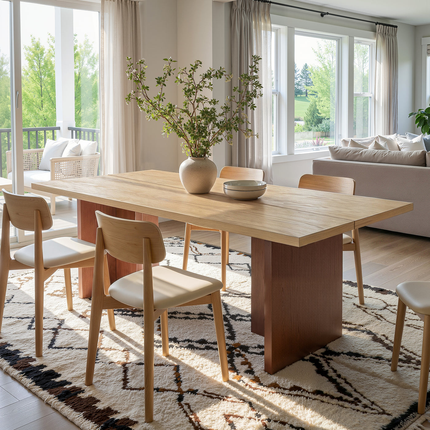 Two-Tone Solid Wood Dining Table
