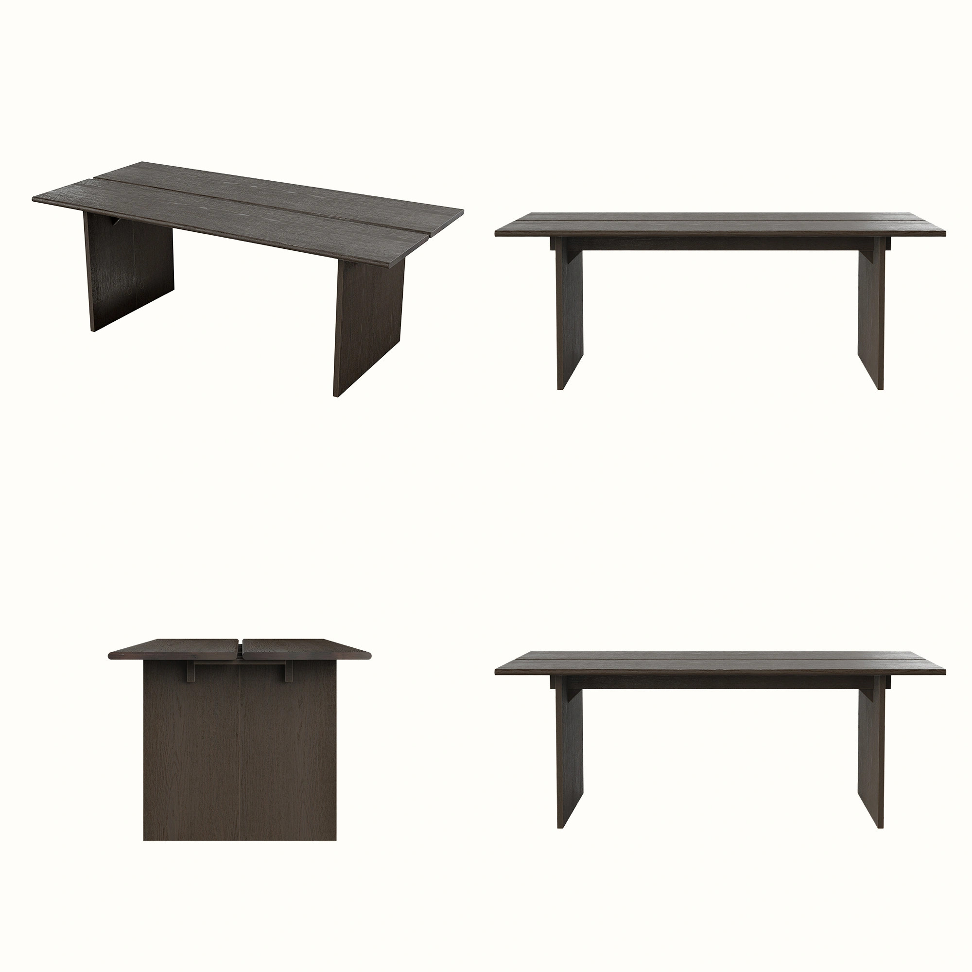 9-Piece Dark Wood Split-Top Dining Table Set