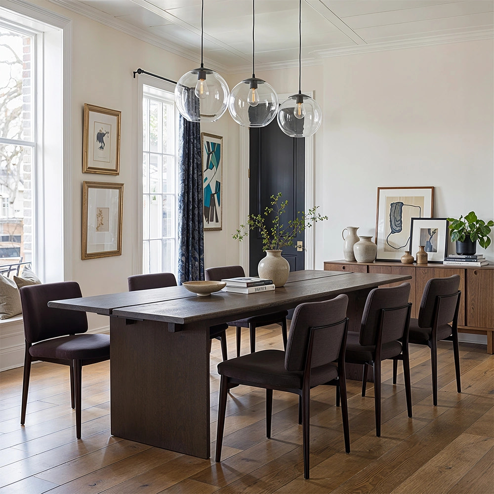 Dark Wood Dining Table with Split-Top Design