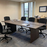 Dark Wood Desk with Split-Top Design