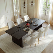 7-Piece Dark Wood Split-Top Dining Table Set