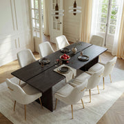 9-Piece Dark Wood Split-Top Dining Table Set