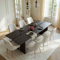 9-Piece Dark Wood Split-Top Dining Table Set
