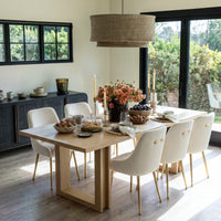 7-Piece Oak Veneer Dining Table Set