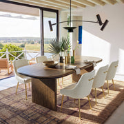 Oval-End Grand Dining Table Set for 6