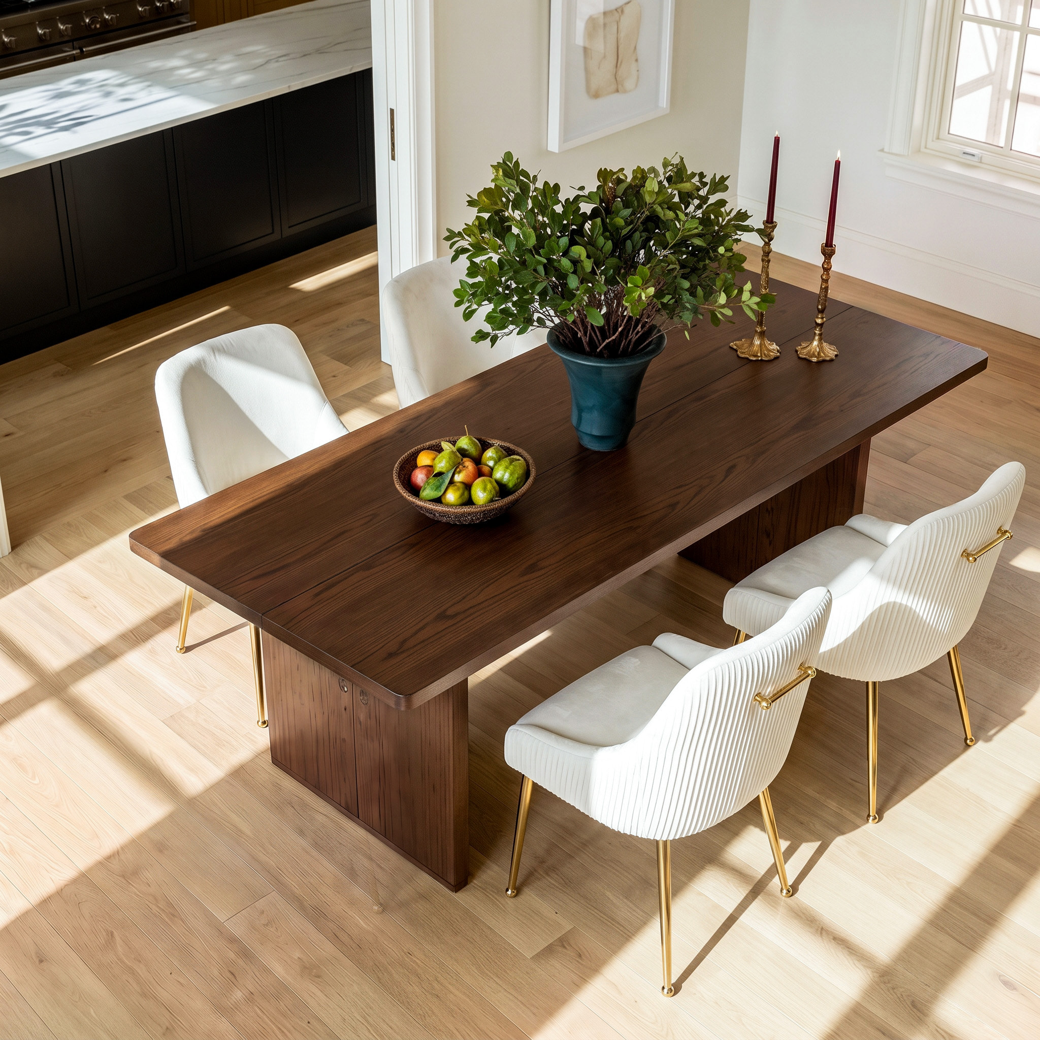 Classic Red Oak Dining Table Set for 4