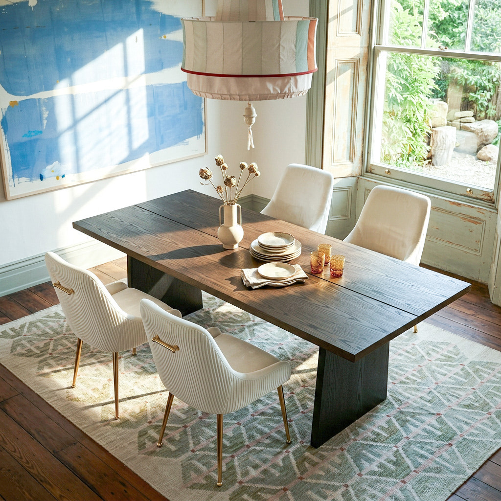 5-Piece Modern Plank Dining Table Set