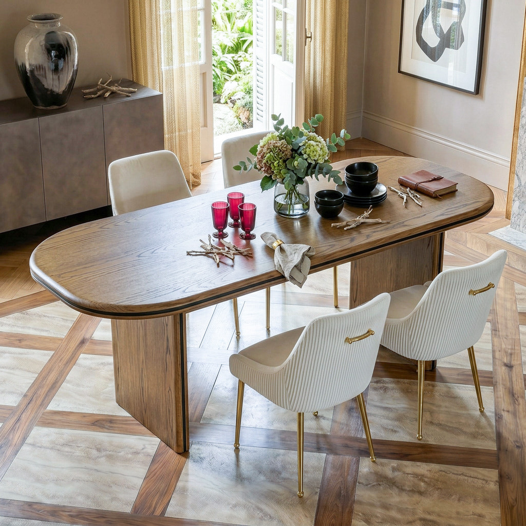 Oval-End Dining Table Set for 4