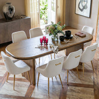 Oval-End Dining Table Set for 8