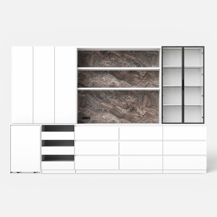 LED Glass Door Pantry Cabinet