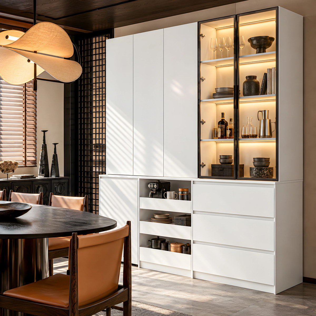 Concealed Storage & Display Pantry Cabinet Set