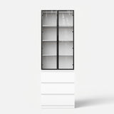 Pantry Cabinet with Glass Doors and LED Lighting
