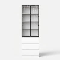 Pantry Cabinet with Glass Doors and LED Lighting