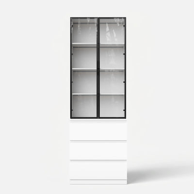 Pantry Cabinet with Glass Doors and LED Lighting