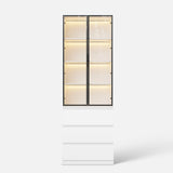 Pantry Cabinet with Glass Doors and LED Lighting