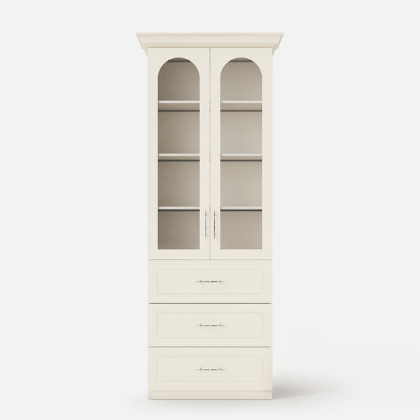 Arched Display Cabinet with Glass Doors and Integrated Lighting