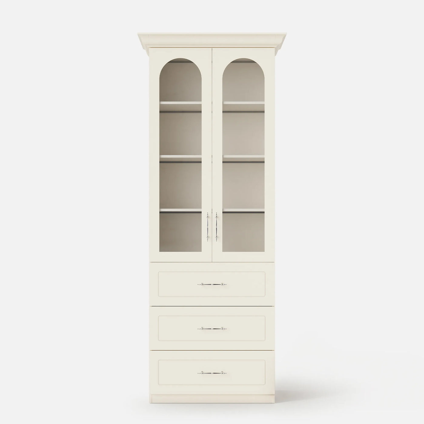 Arched Display Cabinet with Glass Doors and Integrated Lighting