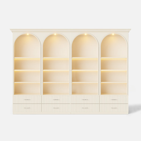 Arched Open Shelving Display Cabinet Set of 2